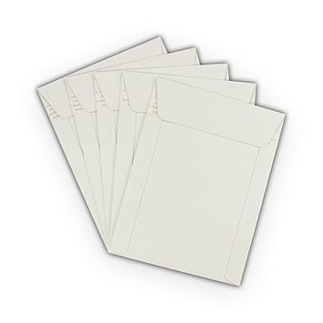 EcoSwift 7 Inch by 9 Inch Self Seal Keep Flat Durable Lightweight Rigid Cardboard Photo Mailer Envelopes Bundle for Mailing, White (500 Pack)