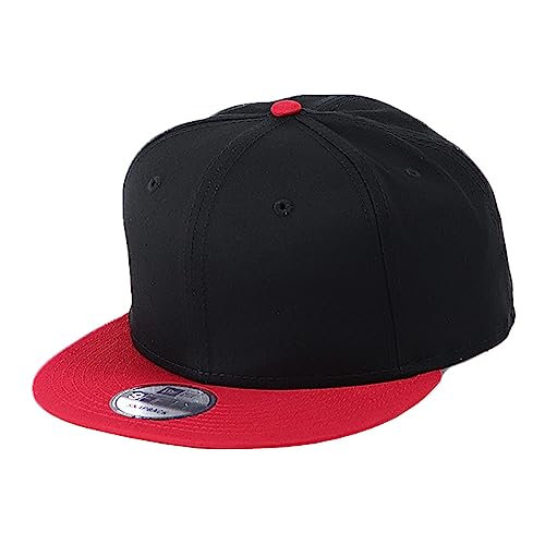 New Era [ニューエラ] キャップ 無地 メンズ 帽子 スナップバック 9FIFTY NE400 99HeadweaShopステッカー付き ベースボールキャップ 男女兼用 ツートンカラー ブラック×スカーレット 黒×赤 Free Size [並行輸入品]の商品画像（Amazon）