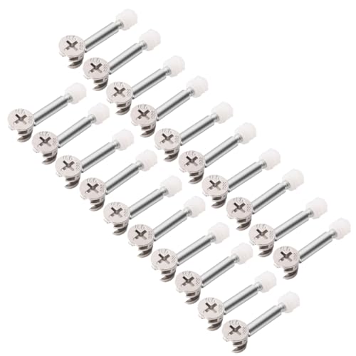 20 Sets Flat Pack Furniture Connector Cam Bolt Nut Dowel Fixing Screws - Locking Fittings & 35mm Connecting Rod Bolts for Cabinet Wardrobe & Drawer Assembly