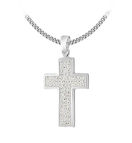 Cadena con colgante de plata de ley Tuscany Silver con cristal de 46 cm para mujer