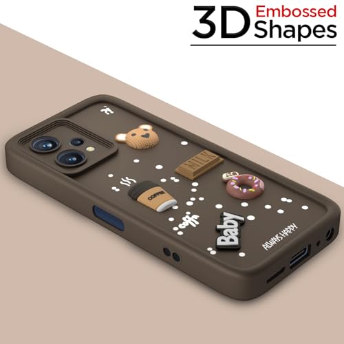 Image of Outlouders Back Cover for Realme 9 Pro 5G | 3D Cartoon Bear Cute Fun Silicone Full Body Protection Bumper Case (Brown)
