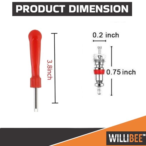 Image of WILLIBEE Valve Core Remover Tool with Car Motorcycle Bike Truck Replacement TPMS Nickel Plated Tire Tyre Valve Stem Core Part (10Pcs)