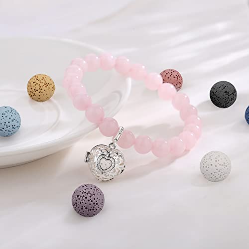 INFUSEU Anxiety Bracelets for Women Girls Aromatherapy Protection Jewelry - Paperclip Chain Bracelet, Healing Crystal Bead Stretch Bracelet - Image 3