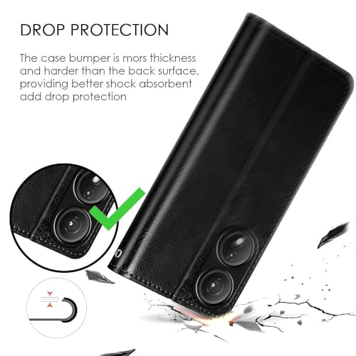Image of WOW IMAGINE Shock Proof Flip Cover Back Case Cover for Itel P55 5G (Flexible | Leather Finish | Card Pockets Wallet & Stand | Black)