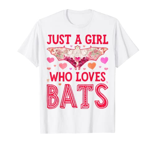 Bat Just A Girl Who Loves Bats Flower Mujeres Lindo Floral Camiseta