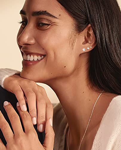 Earrings For Women, 8 Pairs Stud Earrings Set For Men Girl, Comoso 18K Yellow And White Gold Plated S925 Sterling Silver Round Cubic Zirconia Earrings Studs 3-8Mm, Birthday Christmas Gift #TOP6