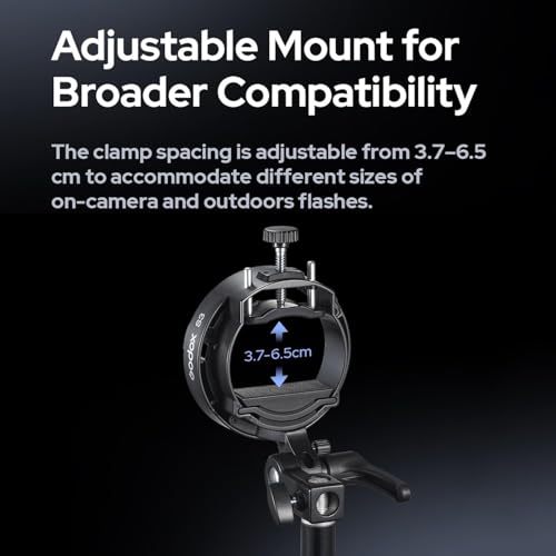 Image of Godox S3 Speedlite Bracket (𝐒𝟐 𝐔𝐩𝐠𝐫𝐚𝐝𝐞𝐝 ) for Godox V1 AD200Pro AD200ProII AD300Pro AD400Pro AD100Pro V860III /TT685III /TT600 /TT350, Flash Bracket for Softbox Snoot , Bowens Mount Holder