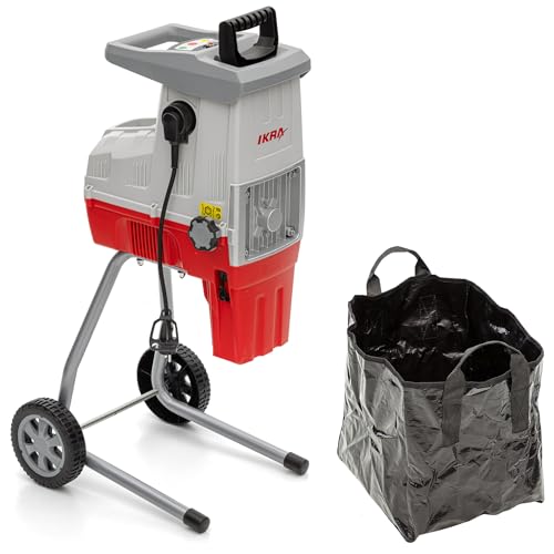 IKRA Elektro Gartenhäcksler Walzenhäcksler ILH 3000 S, starke 3.000W, Aststärke bis 44mm, inkl. Fangsack 45l