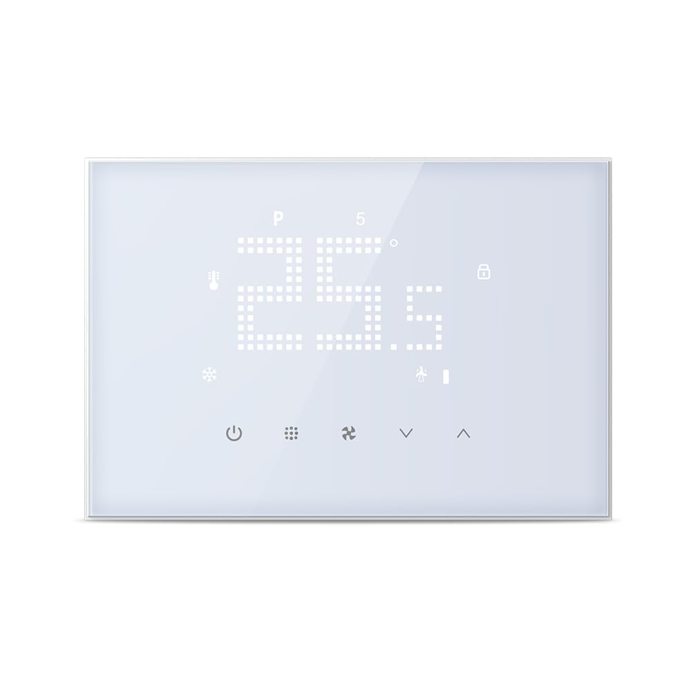 Termostato Fancoil WiFi Tuya Termostato inteligente para aire acondicionado central, programable para ventilador, refrigeración y calefacción, compatible con Alexa