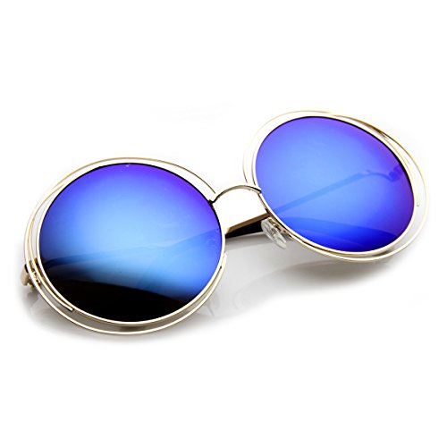 zeroUV Large Round Metal Ringed Oversized Sunglasses4