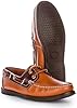 JUSTINREESS Bay Men's Exposed Stitch Deck Boat Leather Shoes (Tan Brown, UK 9) #4