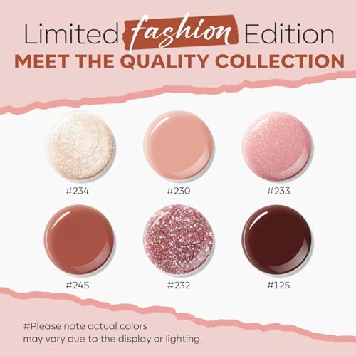 Image of modelones Nail Polish Set 6 Colors, White Brown Nude Burgundy Pink Quick Dry Mini Nail Lacquer Kit, Glitter Shimmer Sparkle Red Nail Art, DIY Home Salon Manicure Gift for Women Girl