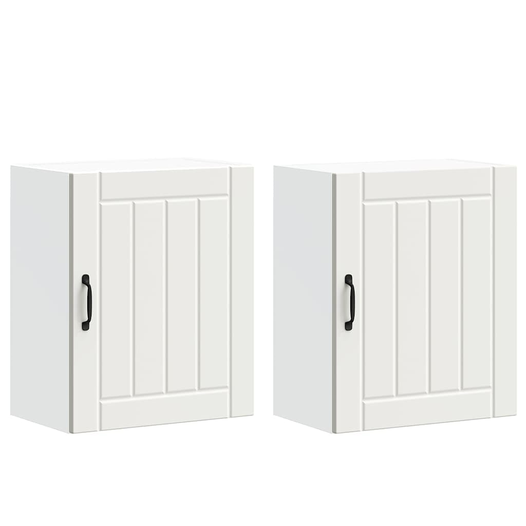 Lucca - Juego de 2 armarios de pared de madera con puertas prácticas y mucho espacio de almacenamiento para utensilios de cocina