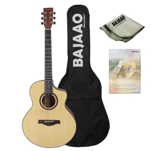 Image of Vault EA40-CE 41 inch Premium Solid Spruce-Top Cutaway Electro Acoustic Guitar with Bajaao Gig-Bag, Polishing Cloth & E-Book