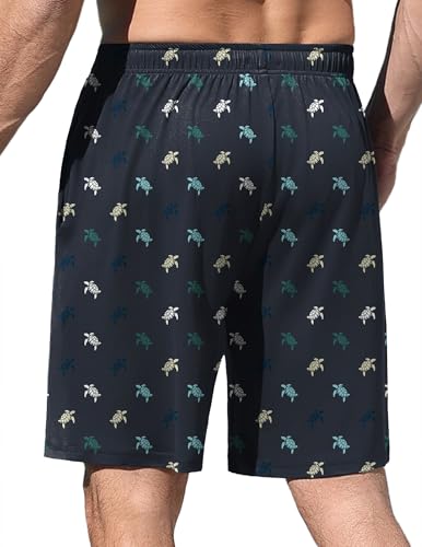 Image of Ekouaer Men's Pajama Shorts Soft Sleepwear Bottoms Elastic Waistband Loungewear Breathable Men Shorts with Pockets