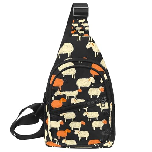 Mochila cruzada para correr y viajar con diseño de oveja negra