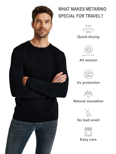 METARINO Men's Merino Wool Base Layer Merino Wool Long Sleeve Shirt for Skiing,Hiking,Cycling,Sports2