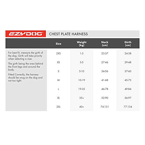 EzyDog Hundegeschirr Chest Plate – Sicherheitsgeschirr mit Sicherheitsgurt-Adapter – Reflektierendes, Gepolstertes Geschirr für kleine, mittelgroße und große Hunde (XS, Schwarz)