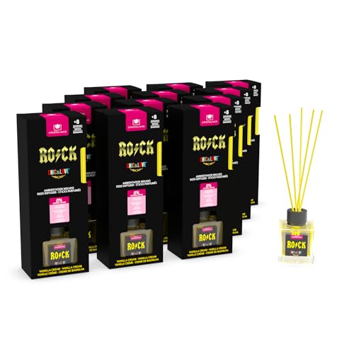 CRISTALINAS | Pack 12 Ambientador Mikado Chic & Love | Duración 8 Semanas | 40ml | 0% Alcohol (PACK 12, Rock - Vainilla)