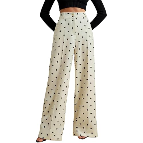 Pantalon Palazzo rétro WWricotta Fluide et Ample à Pois Intemporels