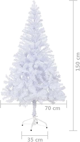 Miniatura 8 de vidaXL Árbol de Navidad artificial blanco preiluminado con luces LED con juego de decoración de oro rosa, PVC, 59.1 pulgadas de altura, reutilizable