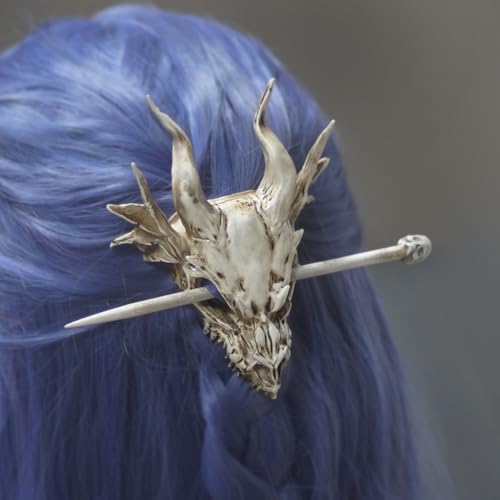 Pinza para cabello cráneo dragón gótico resina 1 pieza miniatura 6