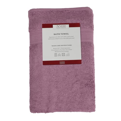 Image of Arvind 100% Cotton Towels for Bath | Towels for Bath Large Size | 500 GSM Bath Towel - Soft & Absorbent | 1 Piece Bath Towel for Men /Women | Urban Comfort | 70 cm x 140 cm - Lilac