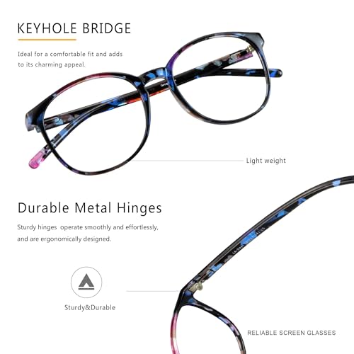 Image of Vintage Round Progressive Multifocal Presbyopic Glasses, Blue Light Blocking Glasses for Men Women Readers (Floral,+0.00 /+2.25 Magnification)