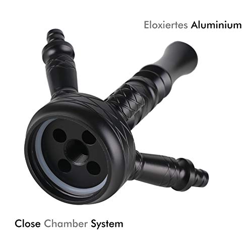 Camo Pro Shisha Set Aluminium Alu Schwarz 84 cm Hookah Wasserpfeife Steinkopfset Acryl Molassefänger 18/8 Schliff Base… – Bild 4