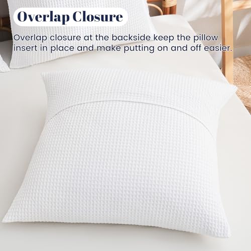 Housses de coussin 66 x 66 cm coton gaufré blanc lit et canapé