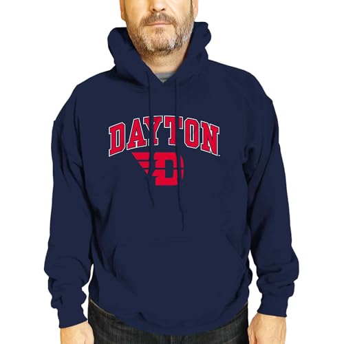 Product Image of the Campus Colors Adult Arch & Logo Soft Style Gameday Hooded Sweatshirt (Dayton Flyers - Navy, Small)