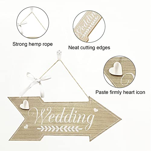 WANDIC Wedding Wooden Hanging, 1 Pieces Arrow Wooden Sign Arrow Sign for Wedding Decoration Table Home Door Wall Decor - Image 3