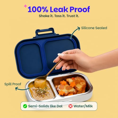 Image of Basil Bento Ace 2C Steel Lunch Box - Classic Blue