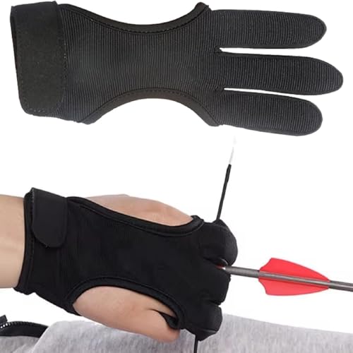 Bogenschützhandschuh,3 Finger-Schutz Handschuhe,Traditioneller Bogenschießen Schießhandschuh,Bogenschießen Fingerhandschuh,Bogenschießen Handschuh, Für Kinder, Jugendliche, Erwachsene Anfänger