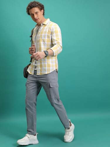 Image of Highlander Men's Slim Fit Checks Shirts | Full Sleeves | Spread Collar | Casual Shirts for Men