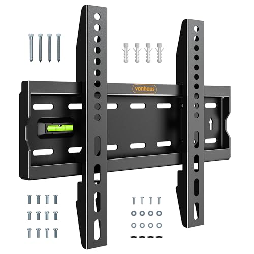VonHaus TV Wall Bracket for 15-50 Screens Ultra-Slim TV Bracket with Spirit Level Flat to Wall Mount 40kg Capacity Max VESA: 300x200m