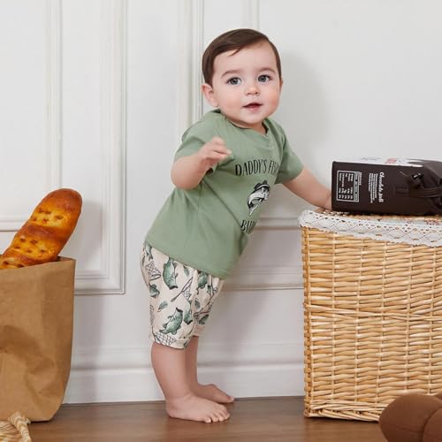 Toddler Fish Outfit Short Sleeve Papas Fishing Buddy T-shirt Fish Shorts 2Pcs Set Father Gift Clothes for Baby3