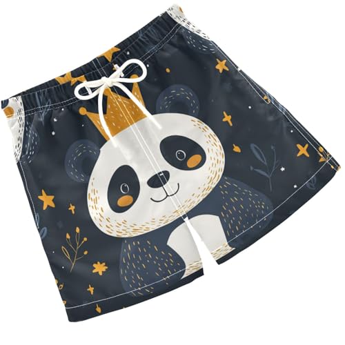 Pigsaly Boys' Swim Board Shorts Cute Panda Gold Crown Boy's Swim Trunks Kids Swimwear 3T