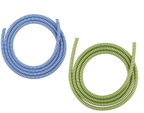 Image of Spiral Cable Protector, Data Cable Protective Sleeve, Headphone Saver, Charger Protective Cover, Wire Repair /Strain Relief Cable Wrap Tube for USB Data Cable Headphone Cable (Blue+ Green)