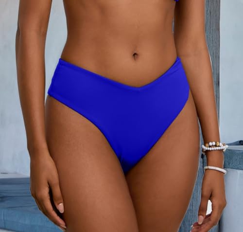 Image of geluboao Women's Bikini Bottom Sexy V Cut High Cut Swimsuit High Waisted Bathing Suit Bottoms