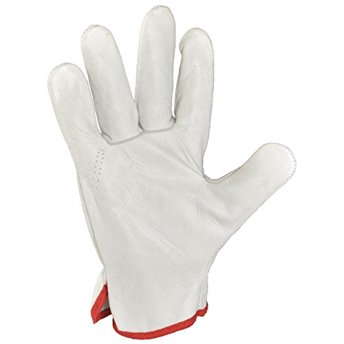 Image of Grain Leather TIG Welding & Driver Gloves, Heavy Duty Industrial Work Gloves for Fabrication, Machinery Handling, Construction & Maintenance, White, Pack of 3 Pairs