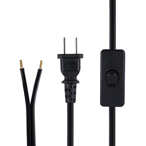 Haultop 2 Pack Lamp Power Cord with On/Off Switch, Black Lamp Wire with Molded Plug, 6 Feet Lamp Cord Set UL Certified , Stripped Ends Ready for Wiring to Replace Damaged Wires