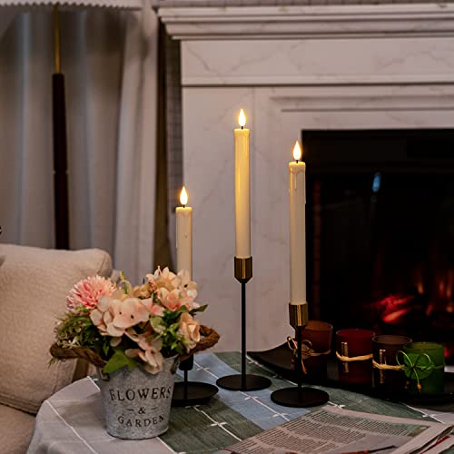 Image of Homemory 24 Pcs Flameless Taper Candles with Remote, Timer, Plastic Battery Operated CandleSticks, Ivory Led Window Candles with Flickering Light, 9.6 Inches for Christmas Home Wedding Decor