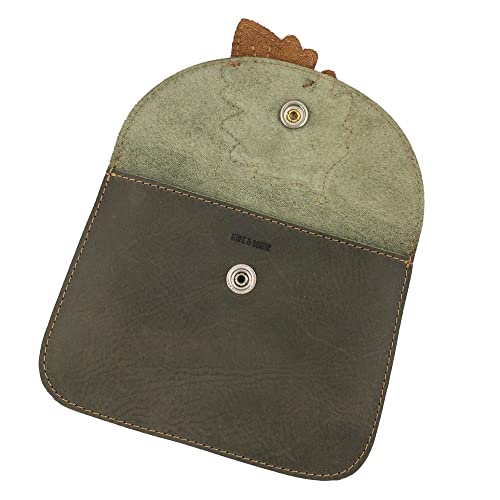 Hide & Drink, Leaves Card Wallet Pouch Handmade from Full Grain Leather, Soft Coin & Cash Organizer, Cable Holder & Accessories Case :: Dark Jade4