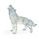 H&D HYALINE & DORA Colorful Crystal Glass Wolf Figurine Handmade Wolf Statue Decor Blown Glass Animal Figurines Gifts for Wolf Lovers Wolf Collection Figurine for Home Decor