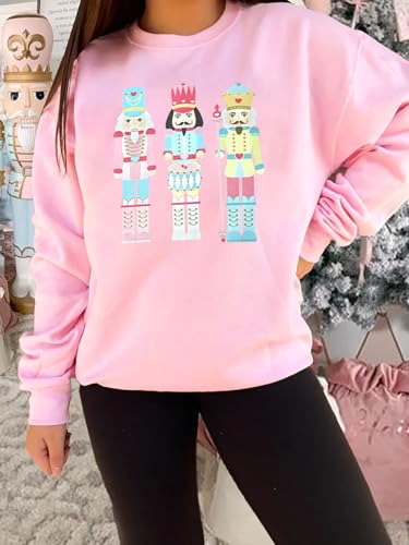 Women's Christmas Nutcracker Sweatshirt Crewneck Long Sleeve Shirt Xmas Holiday Pullover Tops