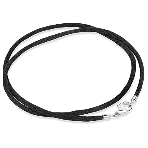 MATERIA Damen Halsband Samt schwarz Textil 2mm 925 Silber Karabiner 8 Längen #K26, Länge Halskette:42 cm