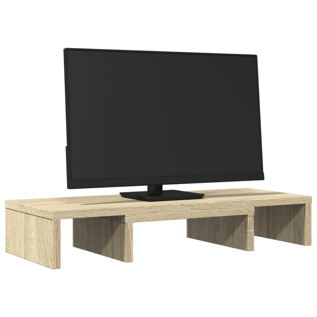 Monitorständer Verstellbar Sonoma-Eiche 60x24x10,5 cm aus Holzwerkstoff für zwei Monitore, höhenverstellbar mit Aufbewahrung, ergonomie für arbeitsplatz büro homeoffice gaming station