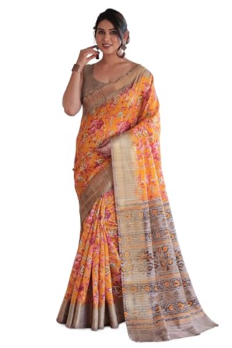 Image of MIRCHI FASHION Women Saree Cotton Silk Batik Block Printed | Breathable Office Wear and Regular Use Sari with Blouse Piece