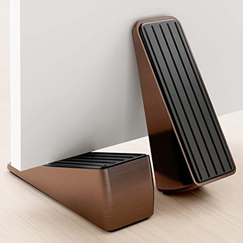 Juego de 2 cuñas de metal resistente para puerta con base de goma antideslizante Cover